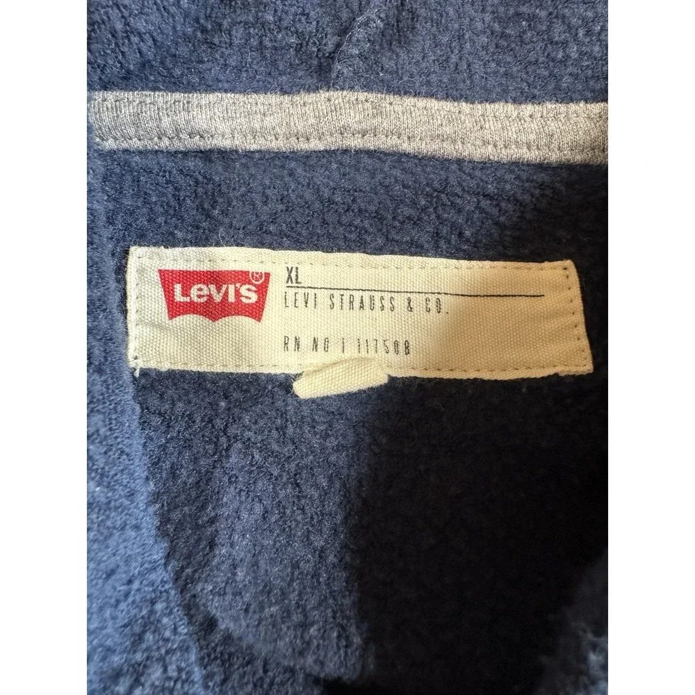 Levi's Men's XL Blue Gray Graphic Relaxed Fit Pullover Hooded Sweatshirt